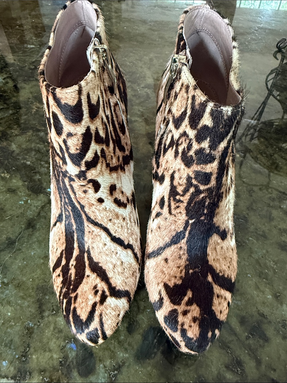 Vince Camuto Leopard-Print Ankle Booties in Tan and Black